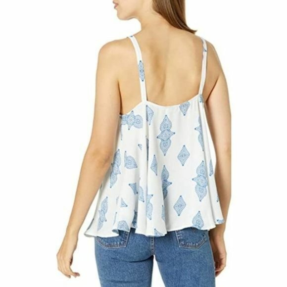 Show Me Your Mumu Small Blue & White Geometric Scoop Neck Sarah Swing Tank Top - Picture 2 of 7